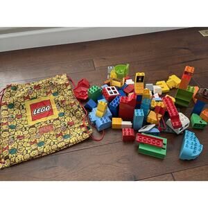 Large Lot Duplo Lego Bricks Blocks Misc Parts Plus Lego Drawstring Backpack